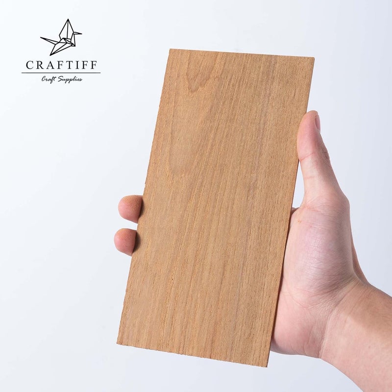 Craftiff Teak Wood Sheets 1/8 inch Thick, 4x8 inch Solid Panel Veneer Plank Myanmar Burmese Lumber Board for Crafts - Pack of 5 by - Image 3